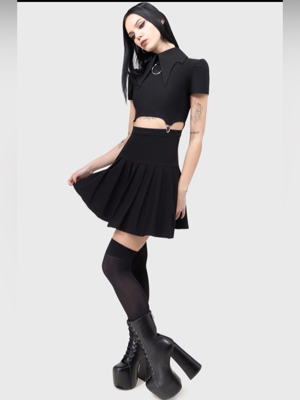NWT Killstar Darita Suspender Mini Dress Set Black Gothic M - Picture 10 of 12